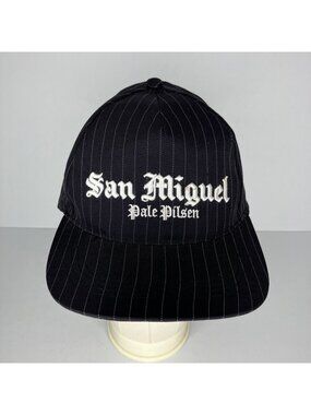 San Miguel Pale Pilsen Pinstripe Hat Men's Adjustable Black White Cap